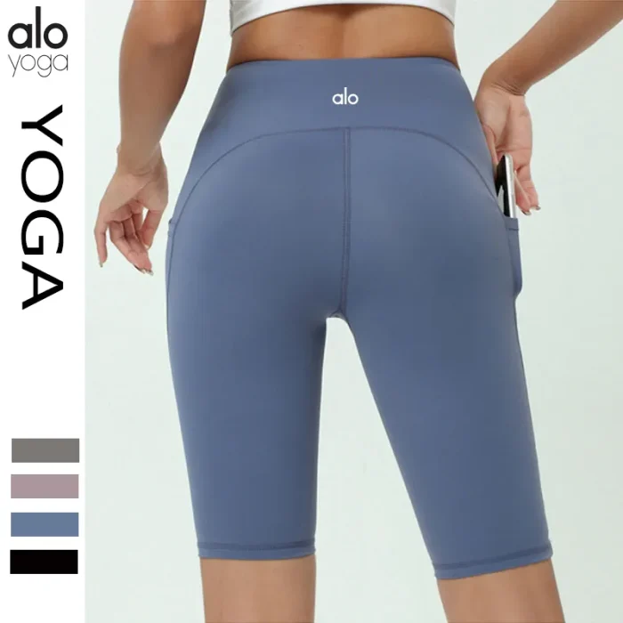 ALO Yoga Summer New High-Waisted Seamless Leggings Fitness Shorts Nylon Fabric Sports Five-Point Casual Quick-Drying Pants