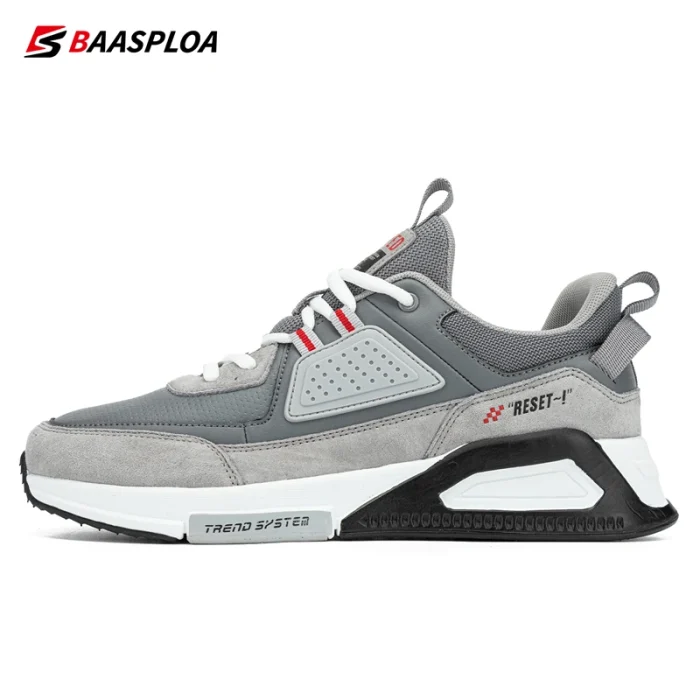 Baasploa 2021 New Arrival Men Casual Waterproof Running Shoes Fashion Leather Skateboard Shoes Wear-Resistant Male Sport Shoes