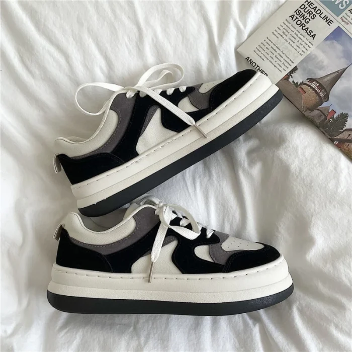 Canvas Shoes Lace-up 2023 Trend Black Fashion Sneakers Running Tennis Vulcanized Students All-match Soft Bottom Zapatos De Mujer