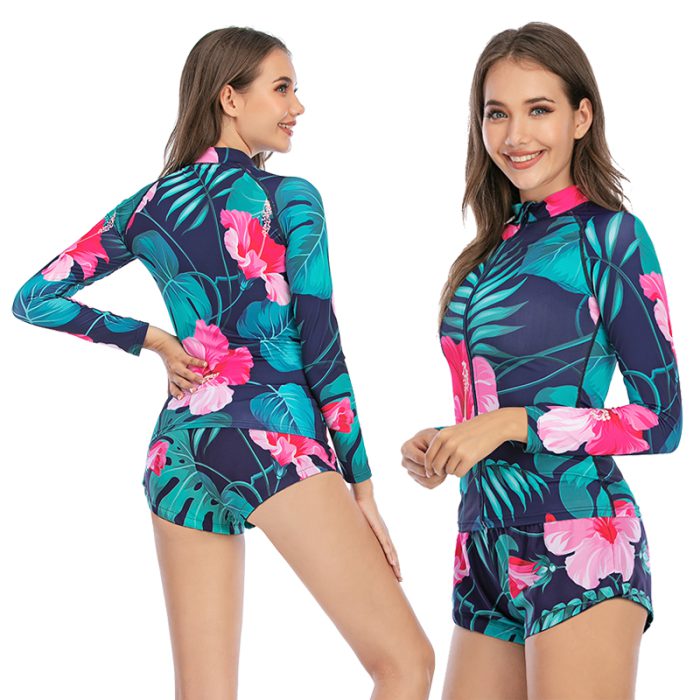 2022 Young Girl Seaside Two Piece Bikini Diving Set Female Split Snorkeling Swimsuit Long-sleeve New Fashion Sunscreen Surf Suit