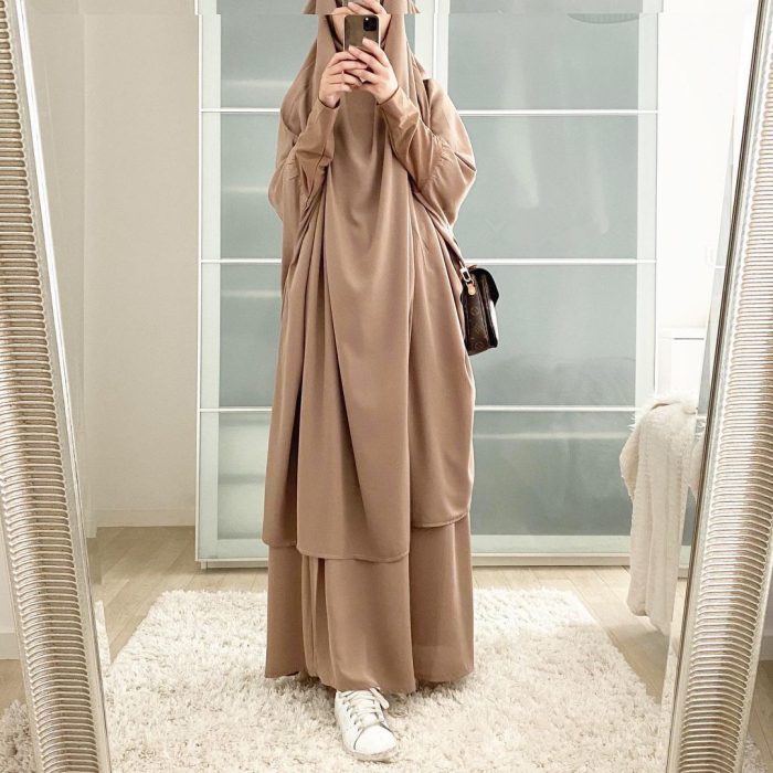 15 Colors Hooded Muslim Women Hijab Dress Prayer Garment Jilbab Abaya Long Khimar Ramadan Gown Abayas Skirt Sets Islamic Clothes