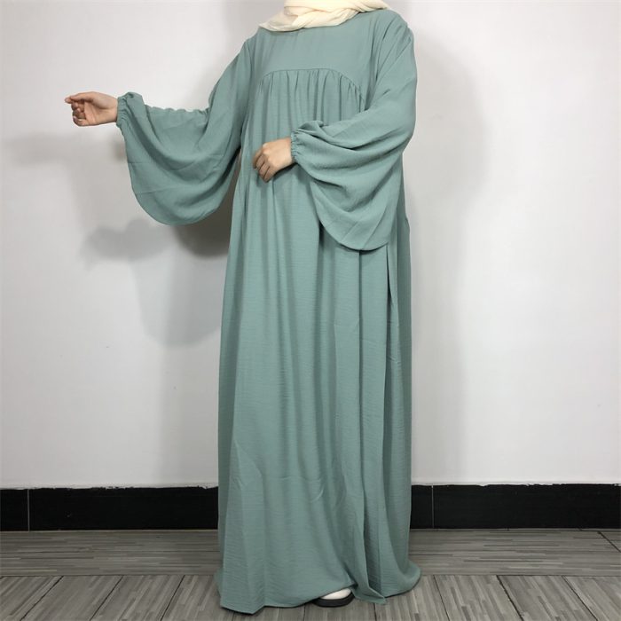Crepe Prayer Dress New Elegant Modern Maxi Dress High Quality EID Ramadan Modest Abaya Elastic Cuff Islam Women Muslim Clothing