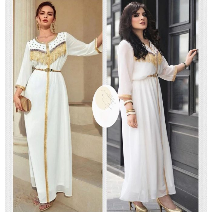Wedding Muslim Clothing Silk White Large Islamic Abayas and Hijabs