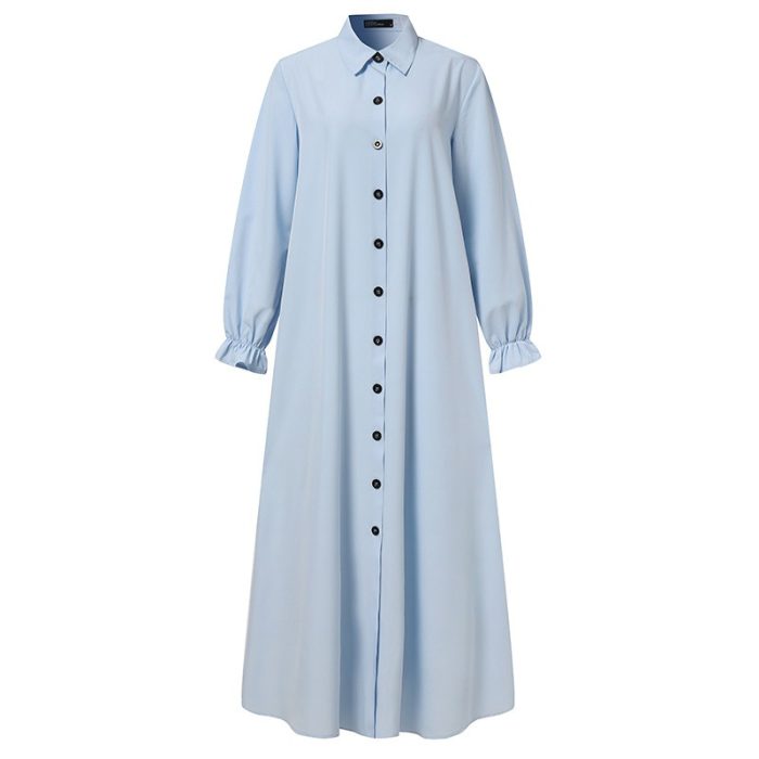 Wepbel Muslim Dress Women's Cardigan O-neck Y2K Casual Retro Abaya Long Sleeve Big Swing Dress Islamic Clothing Caftan Robe