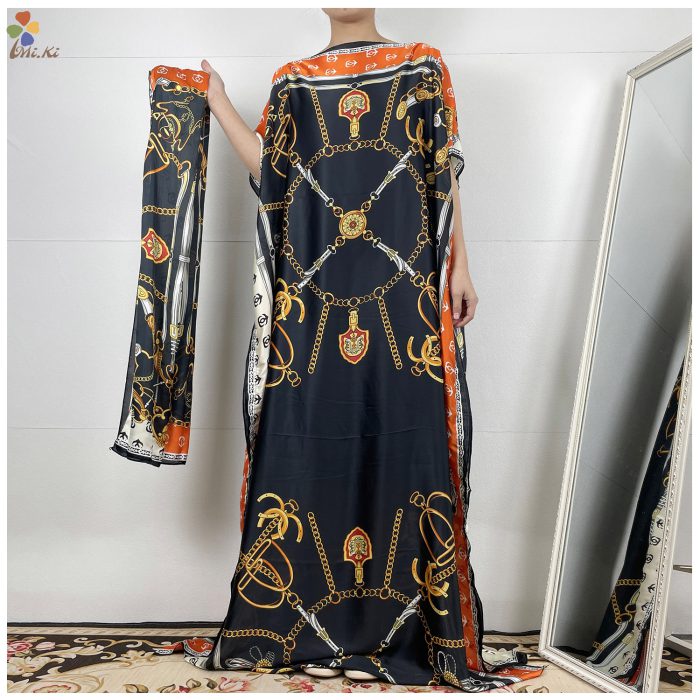 Hot Selling Fashion classic African clothing dashiki robe silk fabric women's 2-piece printed loose dress MS222