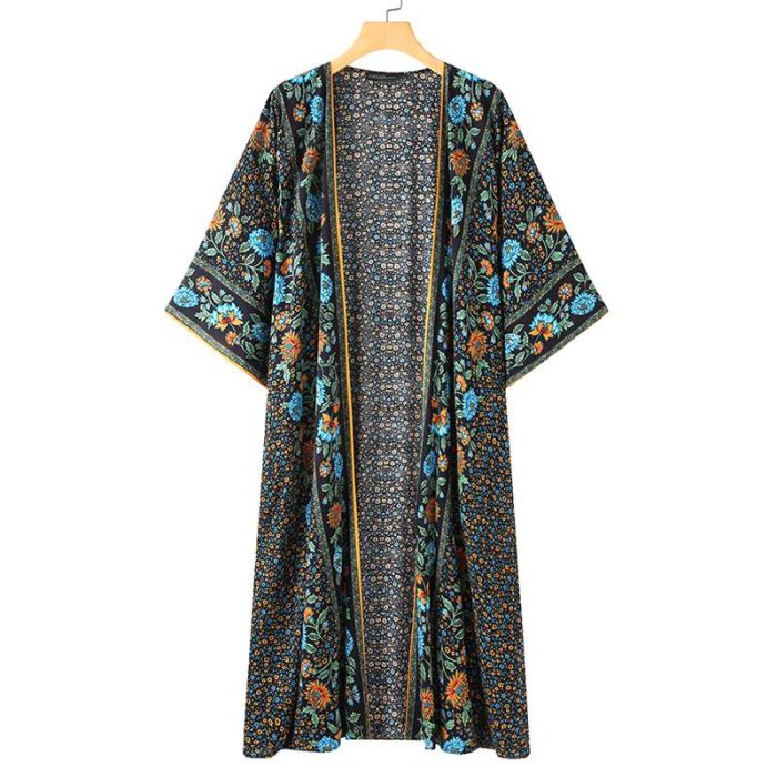 ZANZEA Bohemian Women Summer Cardigan Fashion Vintage Long Sleeve Blouse Beach Holiday Shirt Long Tops Floral Print Kimono 2023
