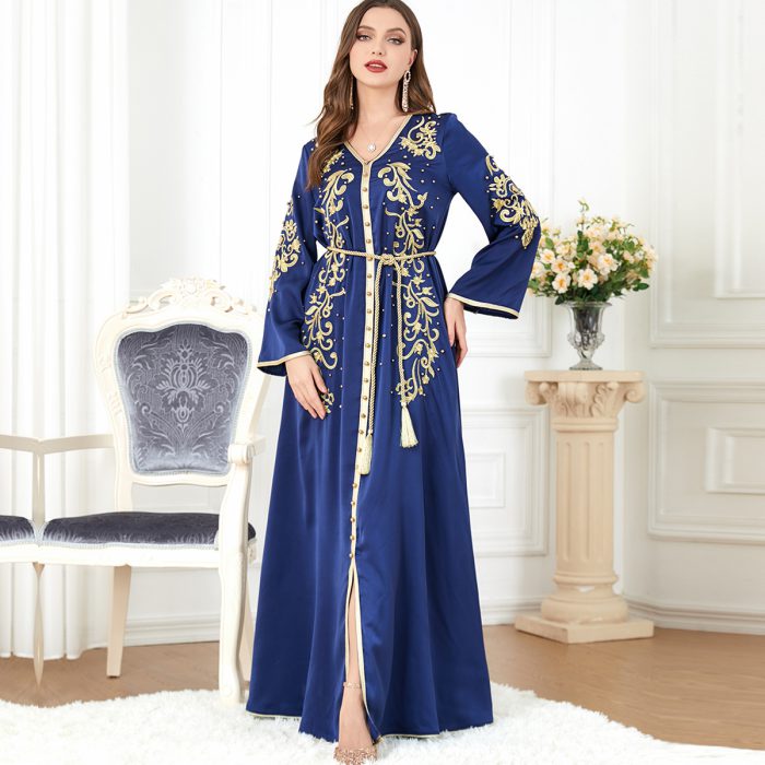 Ramadan Morocco Dress Women Muslim Abaya Fashion Dubai Abayas Embroidery Kaftan Elegant Party Dresses Vestidos Spring