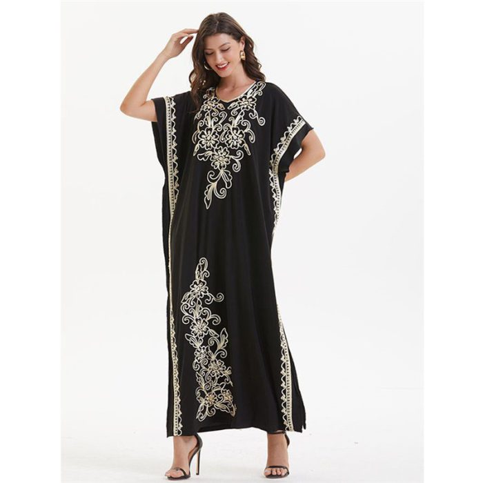 African Dress for 2023 Muslim Women Loose Floral Embroidery Abayas Boubou Maxi Dress Dubai Dashiki Africa Clothing Dresses Gown