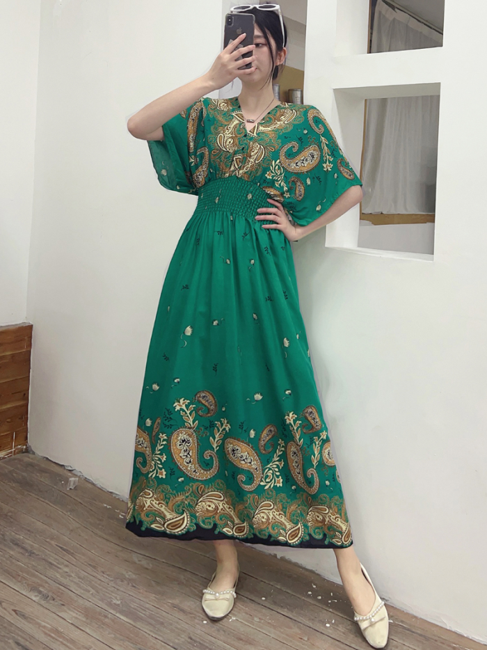 THHONE Boho Floral V-neck Long Maxi Dress for Women 2023 Summer New Print Ethnic Korean Style Cotton Beach Holiday Vestidos Robe