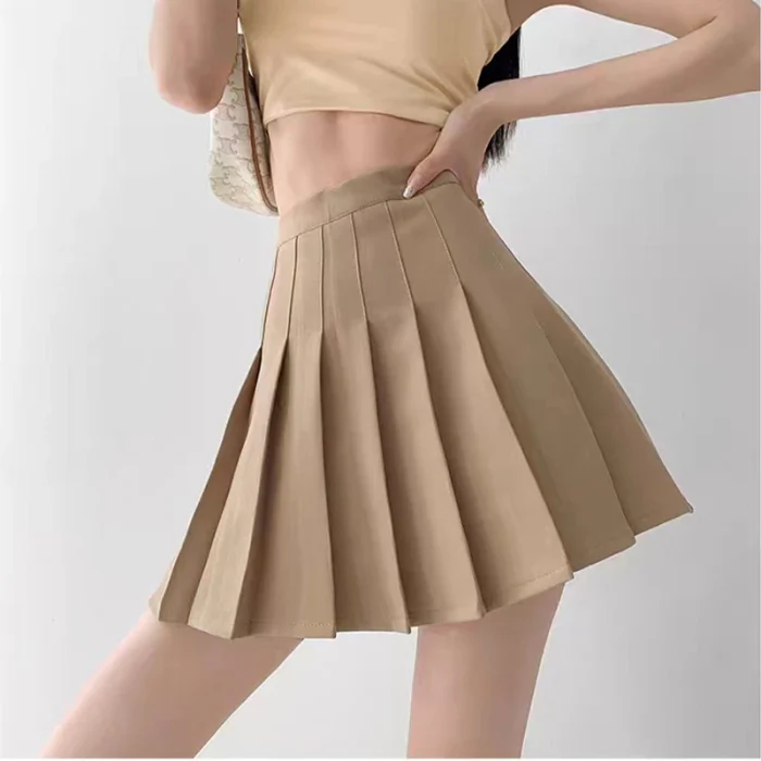 Pink Pleated Skirt Women Korean High Waist Female Short Skirt Zipper Style Fashion Woman Dance Skirts Student Mini Ladies Skirts