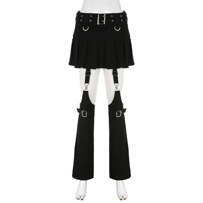 Dark Academia Micro Skirt Street Punk Women's Pleated Skirt Metallic Denim Skirt Gyaru Clothes Gothic Skirts Woman Y2k Japanese
