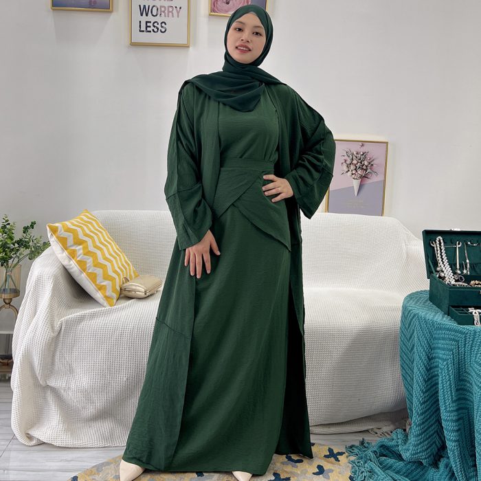 Eid Morocco Muslim Dress Women Abaya 3 Piece Set Kaftans Evening Dresses Woman Dubai Turkey Islam Long Dress Robe Femme Vestidos