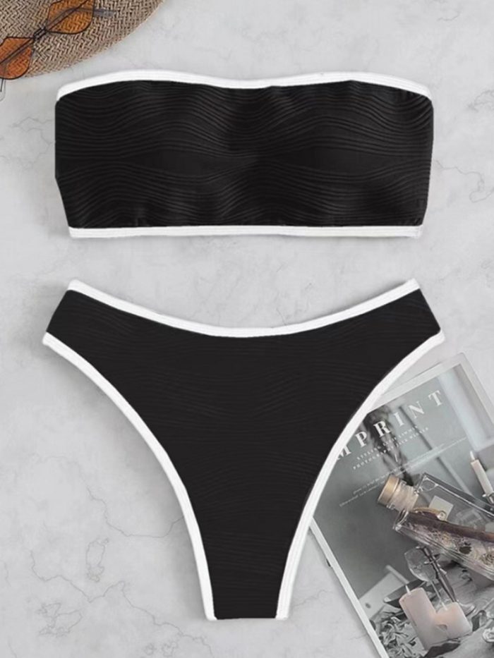 Bikini Sexy Women Swimsuit 2023 New Solid Bandeau Bikinis Set Thong Swimwear Summer Biquini 2 Piece Bathing Suit Beach Female