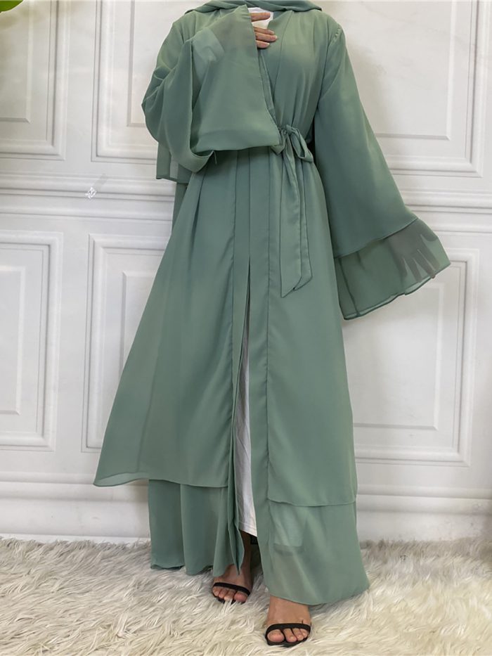 Hot Selling Dubai Abaya Chiffon Fashion Cardigan Muslim For Women Modest Robe Turkey Kaftan Ramadan Arabic Islamic Clothing