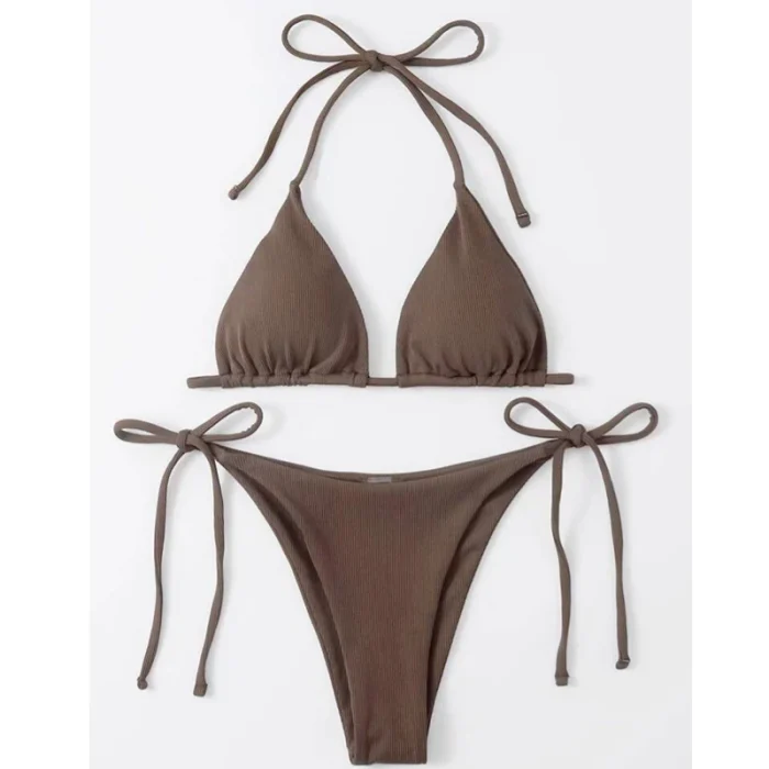 2023 Women Two Piece Swimsuit Sexy Swimwear Halter String Triangle Bikini Sets
