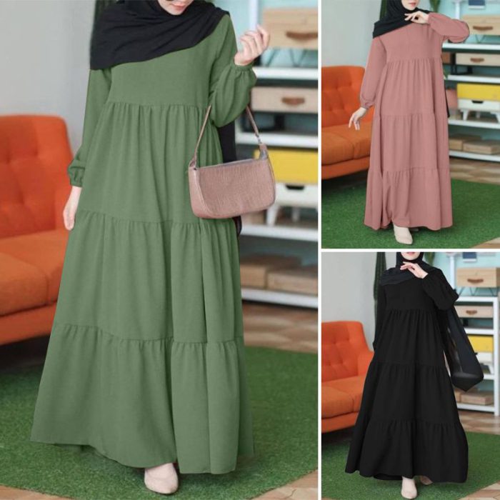 Eid Abayas For Women Muslim Fashion Hijab Long Dress Turkey Dubai Abaya ZANZEA Long Sleeve Solid Party Vestidos Islamic Clothing