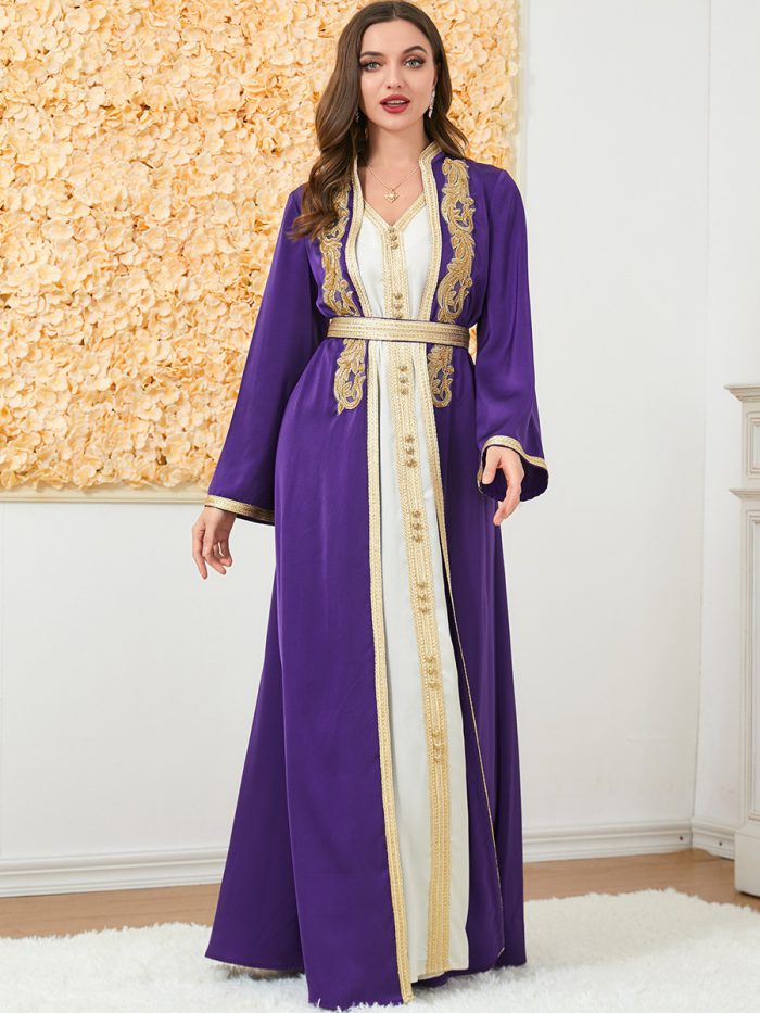 Dresses for Women Party Evening Dubai Moroccan Oriental Arabic Robe 2 Piece Sets Islamic Kaftan Ramadan Eid Muslim Abaya
