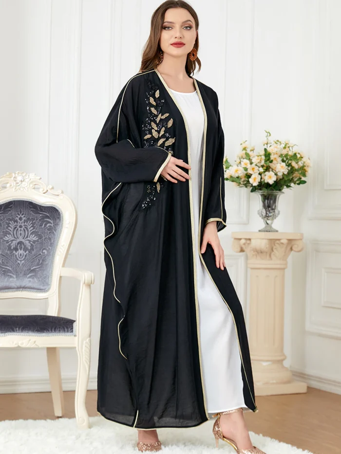 Muslim Abaya Dubai Dress Moroccan Caftan 2022 Batwing Sleeve Gulf Robe Loose Jalabiya Turkish Dresses Appliques Gown Islam