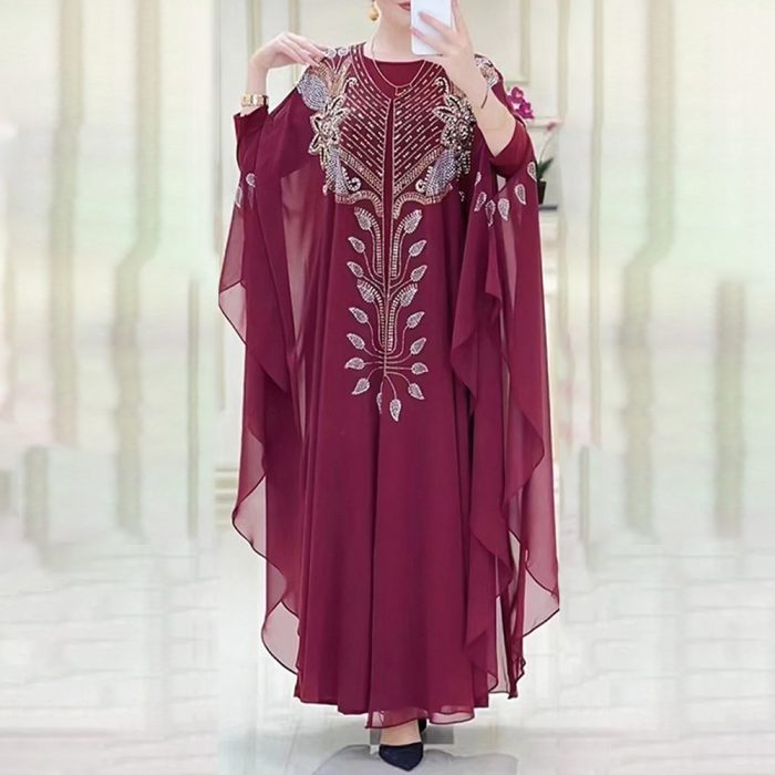 MD Chiffon Boubou Muslim Fashion Abaya 2 PCS Set Dubai Turkey Maxi Dress Musulman Ensembles Caftan Marocain Islamic Clothing