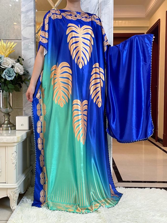 2023African Summer Kaftan Muslim Women's Dresses India Caftan Traditional Wear Printed Fabric Africa Femme Maxi Casual Outfit