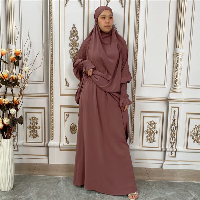 Abaya and Khimar Set Jilbab 2 Piece Ramadan Long Hijab Dress Muslim Prayer Clothes Jilbabs for Women Turkey Islam Dubai Outfit