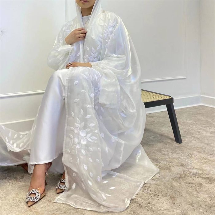 Ramadan White Open Muslim Kimono Abaya Dubai Turkey Islam Arab Jalabiya For Women Cardigan Clothing Robe Femme Musulmane Kaftans