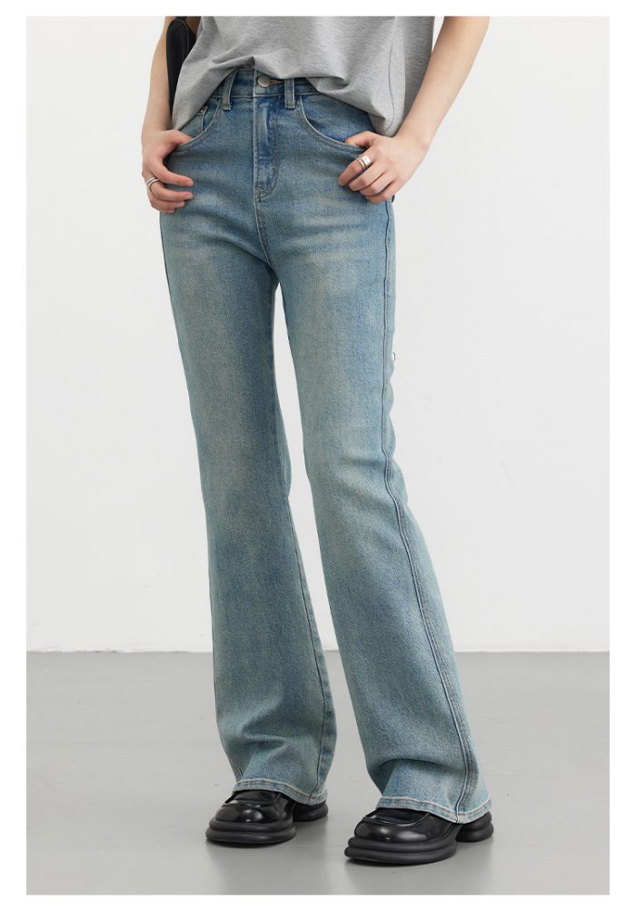 CHIC VEN Women's High Waist Pants New Vintage Micro Ra Jeans Horseshoe Denim Pants Female Trousers Spring Autumn 2023