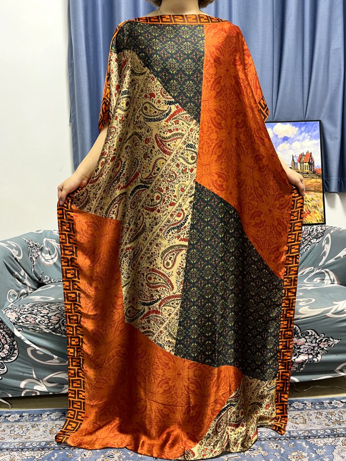 Abayas For Women Dubai Kaftan 2023 African Islam Silk Soft Print Loose Dresses Elegant Muslim Long Femme Robe With Hijab Scarf