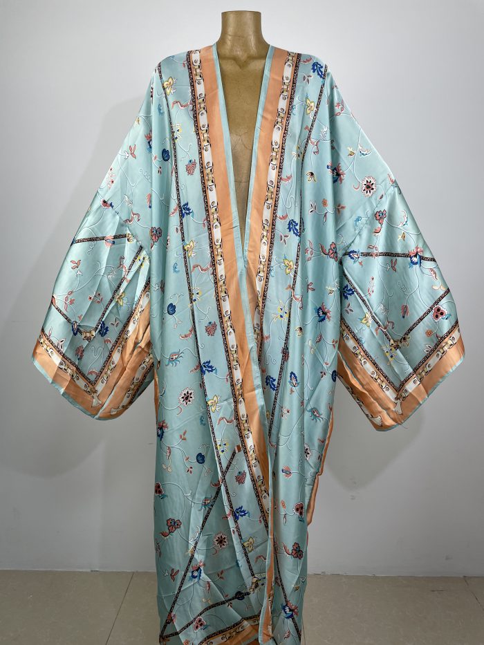 New Kimono Classic Retro Print Fashion Lady Beach Bohemian Long Cardigan Cover-up Stitch Casual Boho Maxi Holiday Party Kimono