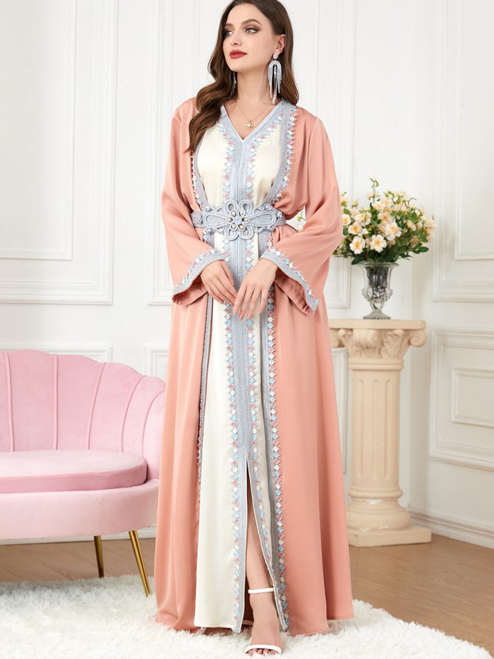 Ramadan Turkey Muslim Abaya Dress Women Morocco Kaftan 2 Piece Set Party Dresses Dubai Belted Vestdios 2023 Robe Eid
