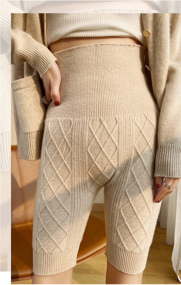 Autumn Winter Wool Women's Knitted Shorts High Waist Belly Protection Pants Warm Cashmere Inner Pajamas Bottoms