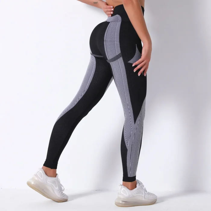 Seamless Knitted Sexy Stripe Breathable Moisture Wicking Yoga Pants Running Sports Fitness Pants