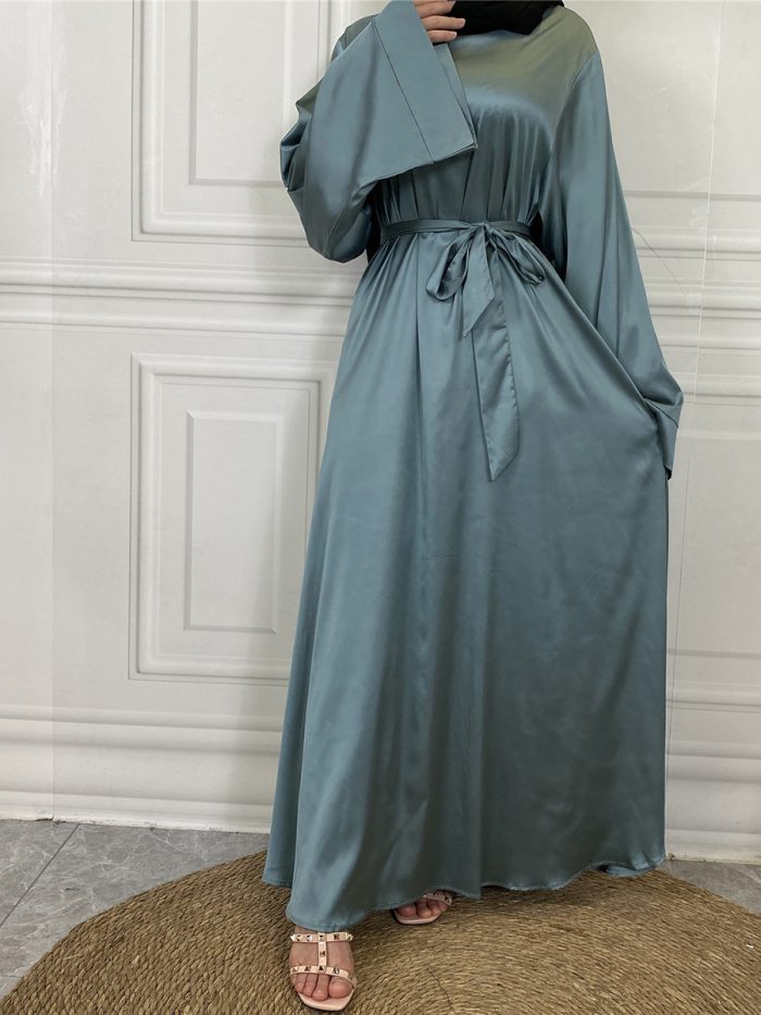New Muslim Turkish Abayas Jalabiyat Women Ramadan Clothes Moroccan Caftan Party Maxi Dress Arabic Kaftan Satin Female Dress