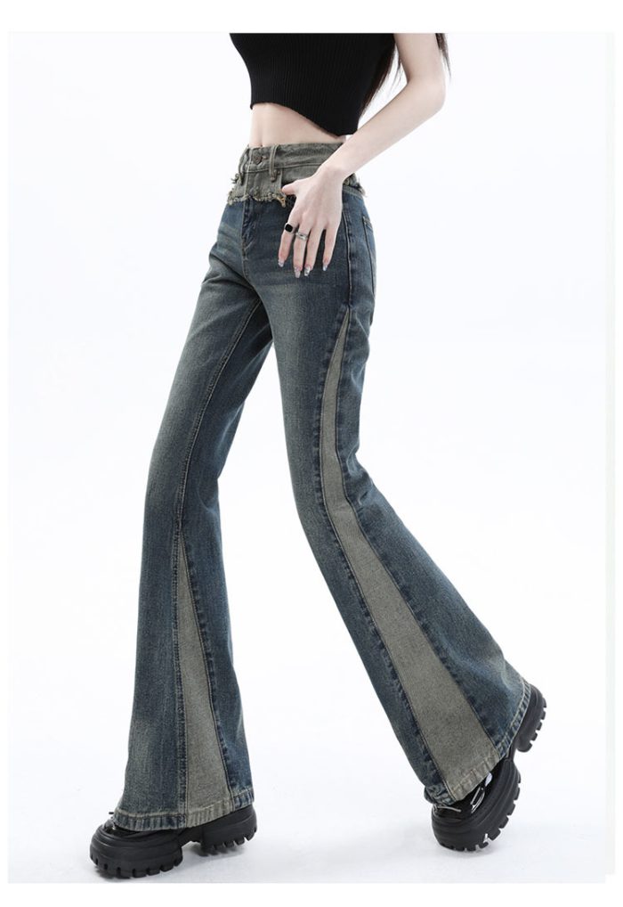 Female Clothing Flare Jeans Woman Korean Fashion Women's Pants Streetwear Straight Leg Jeans Y2k High Waist Denim Vintage Blue