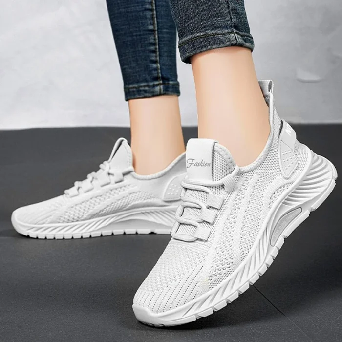 Womens Shoes Summer New Style Fashion Casual Sports Single Shoe Trend Fly Woven Running Breathable Mesh Coconut Light Sneakers