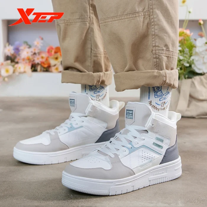 Xtep Mubai Skateboarding Shoes Men High Top Anti-Slip Sneakers Fashion Outdoors Casual Breathable Soft Sports Shoes 878319310013