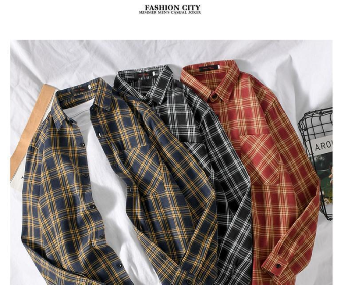 Plaid Shirts Women Basic Spring Autumn Korean Style Chic All-match Leisure Loose Pockets Ulzzang BF Unisex Female Top Popular