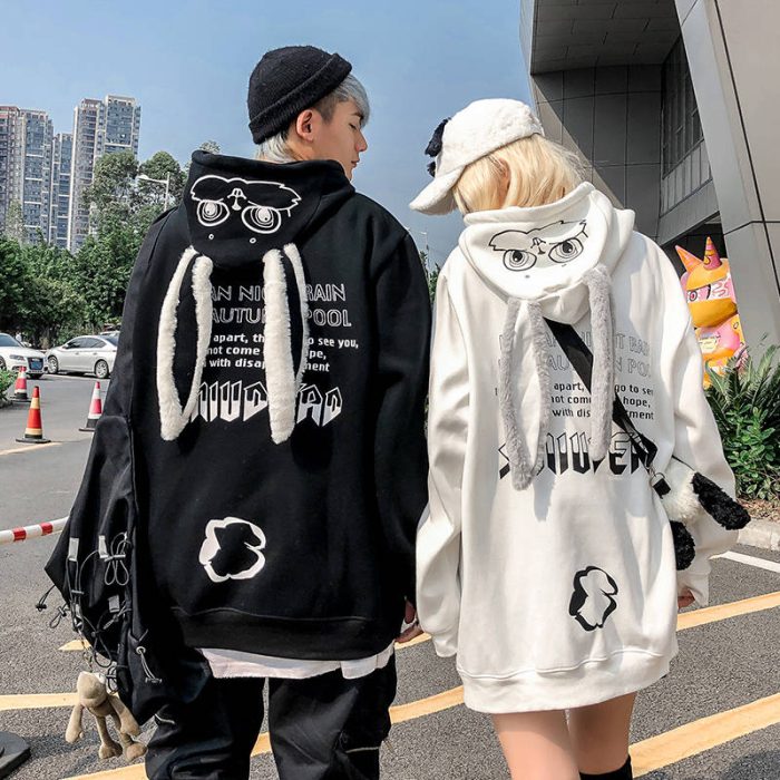 Animal Women Hoodies Harajuku Kawaii Rabbit Hoodie Sweatshirt Tops Korean Bunny Graphic Outerwear Korean Couple E Girls Hoodie