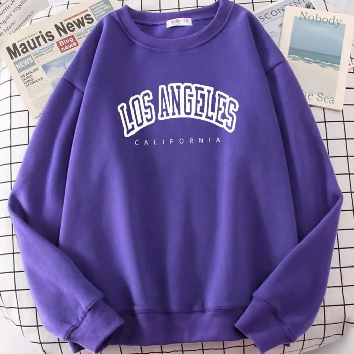 Los Angeles California City Streetwear Sweatshirt For Women Loose Oversized Clothing Personality Soft Letter Print Hoodies Woman