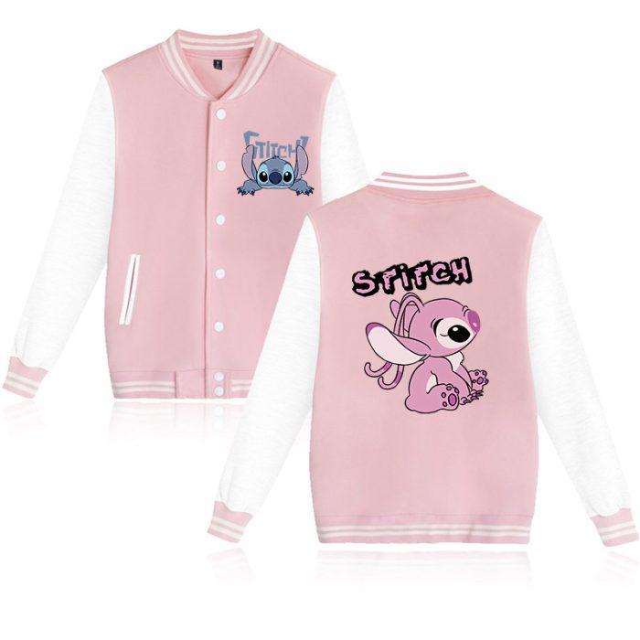 90s Disney Hoodie Lilo Stitch Baseball Jacket Men Women Sweatshirt Kids Boys Girls Harajuku Jackets Streetwear College Coats Y2k