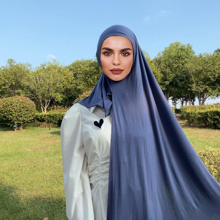 Muslim Women Pinless Instant Premium Cotton Jersey Hijab Shawls Good Stitching Head Scarf Wrap Ladies Scarves 175X85 cm