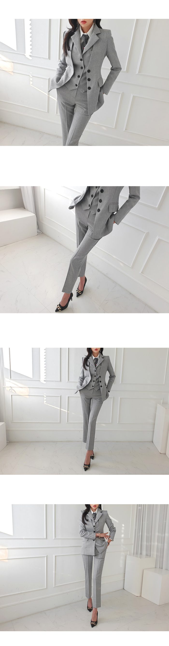 Women Vintage High Quality Office Suit Ladies Work Wear OL Pantsuits Formal Female Blazer Jacket Vest Trousers 3 Pieces Set